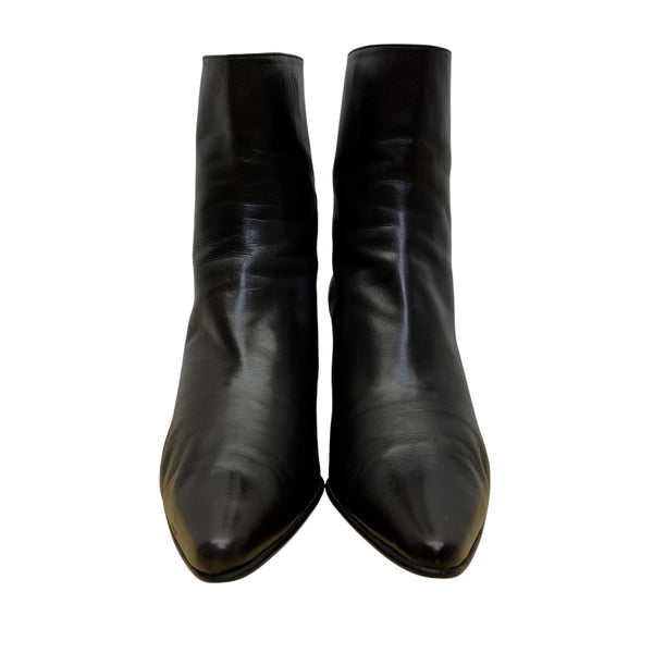 Stuart Weitzman Women’s Black Leather Back Zipper Heeled Ankle Boots Size 10M