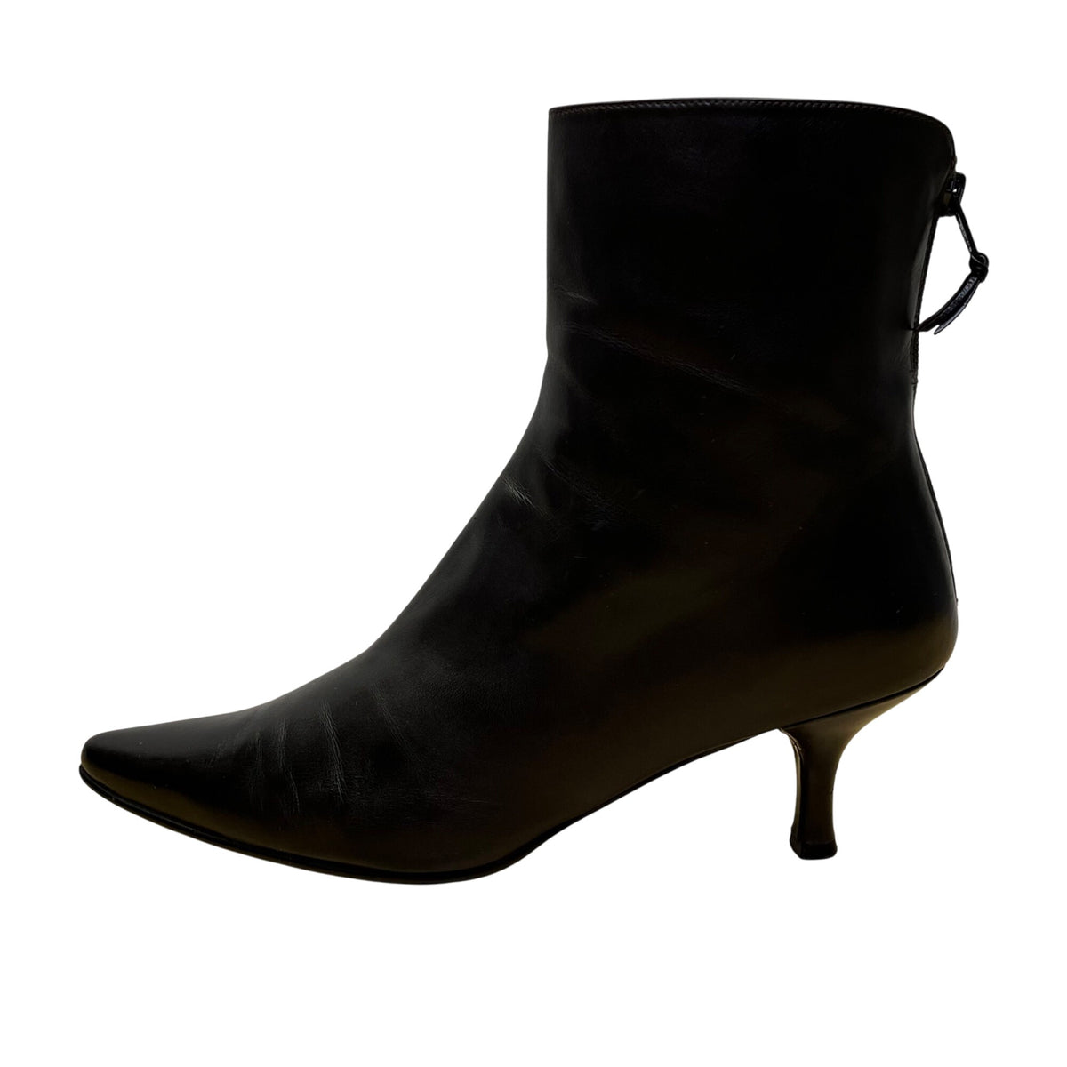 Stuart Weitzman Women’s Black Leather Back Zipper Heeled Ankle Boots Size 10M