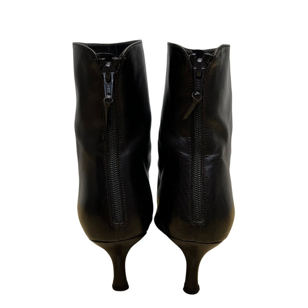 Stuart Weitzman Women’s Black Leather Back Zipper Heeled Ankle Boots Size 10M