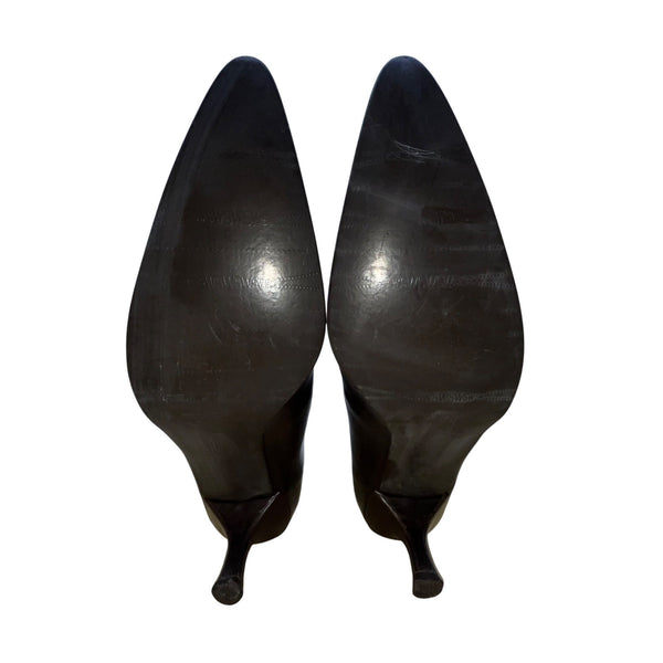 Stuart Weitzman Women’s Black Leather Back Zipper Heeled Ankle Boots Size 10M