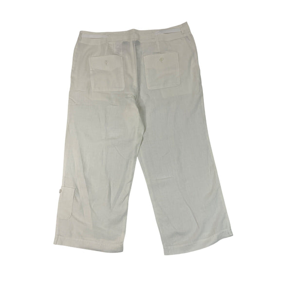 Eddie Bauer Womens White Wide and Linen Capri Pants Size 12 - NEW