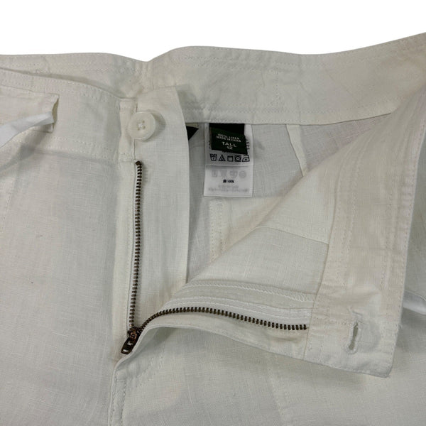 Eddie Bauer Womens White Wide and Linen Capri Pants Size 12 - NEW