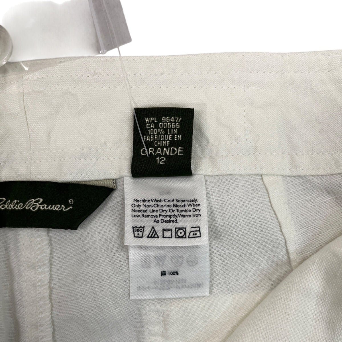 Eddie Bauer Womens White Wide and Linen Capri Pants Size 12 - NEW
