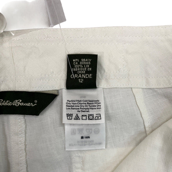 Eddie Bauer Womens White Wide and Linen Capri Pants Size 12 - NEW