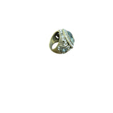 Gold Tone Womens Green Rhinestone Cocktail Ring Size 7
