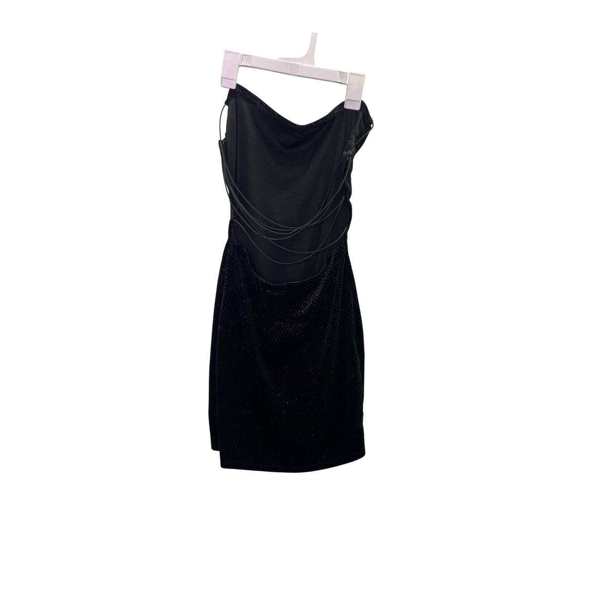 Windsor Womens Black Polyester Sleeveless Mini Dress With Glitter Design Size Medium