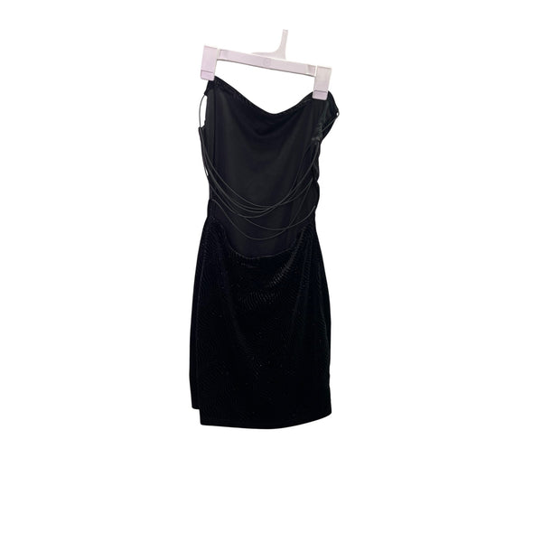 Windsor Womens Black Polyester Sleeveless Mini Dress With Glitter Design Size Medium