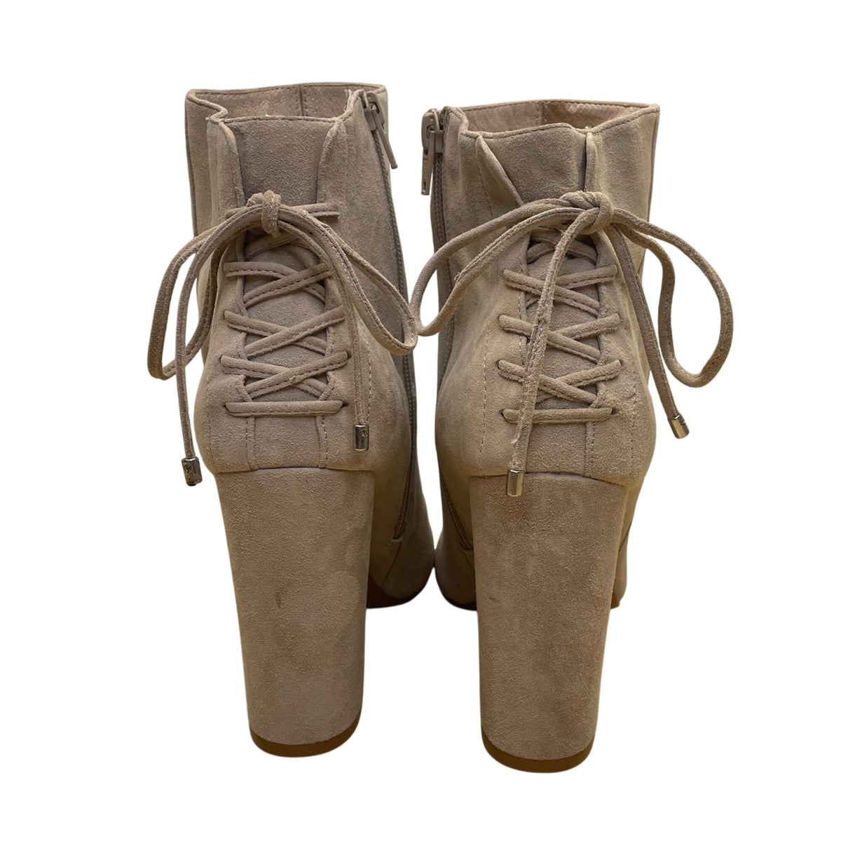 Chinese Laundry Womens Beige Suede Block Heel K Cavallari Ankle Boots Size 9.5