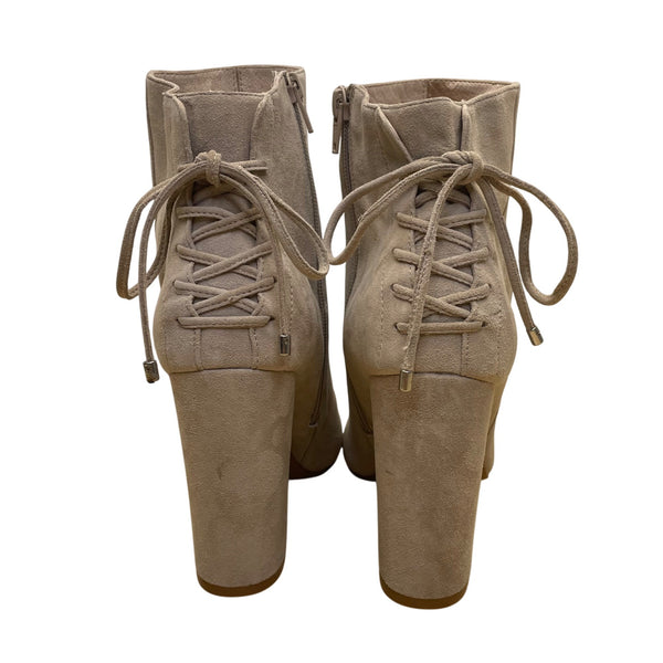 Chinese Laundry Womens Beige Suede Block Heel K Cavallari Ankle Boots Size 9.5