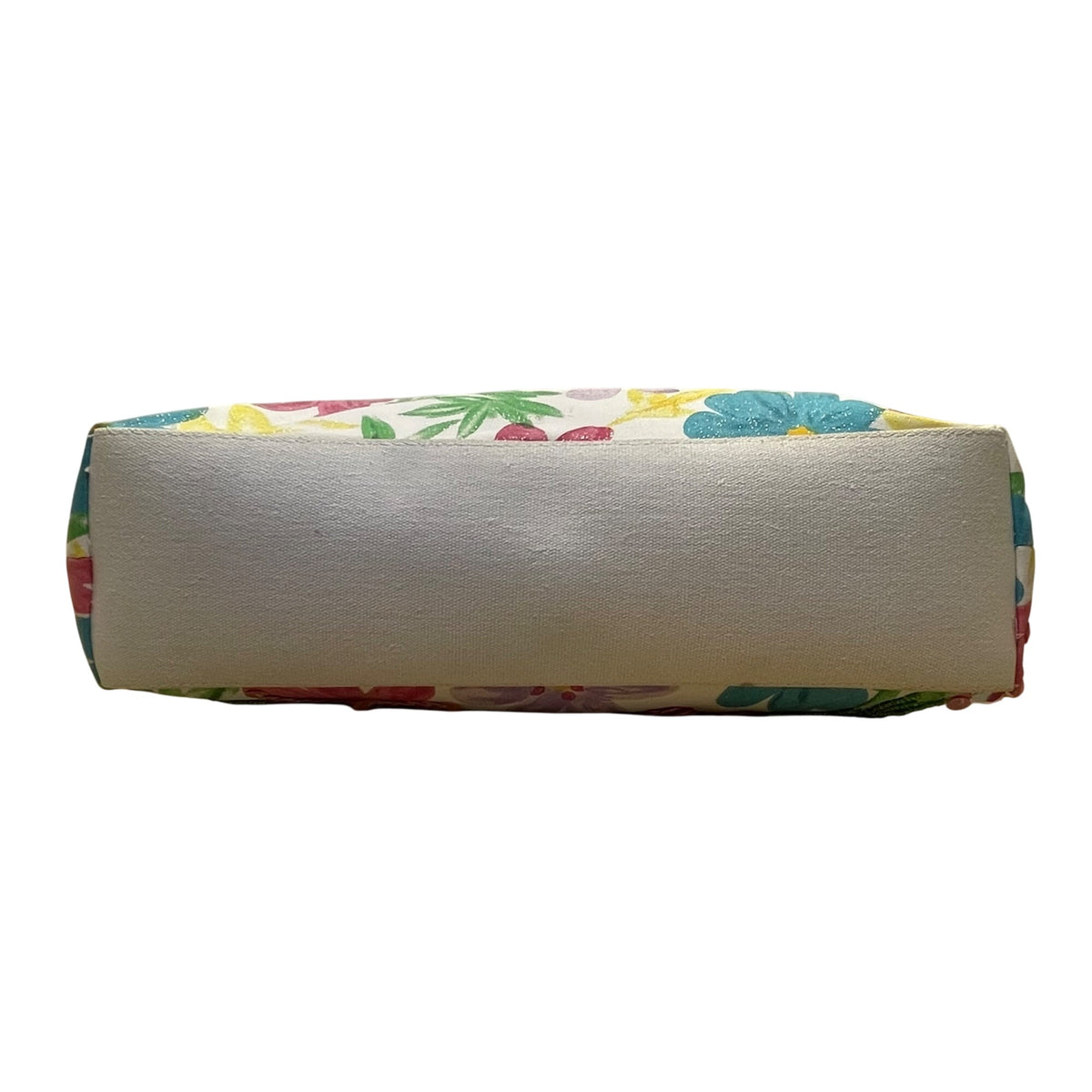 Milenium Women’s White Canvas Sequined Flowers With Bamboo Handles Tote Bag