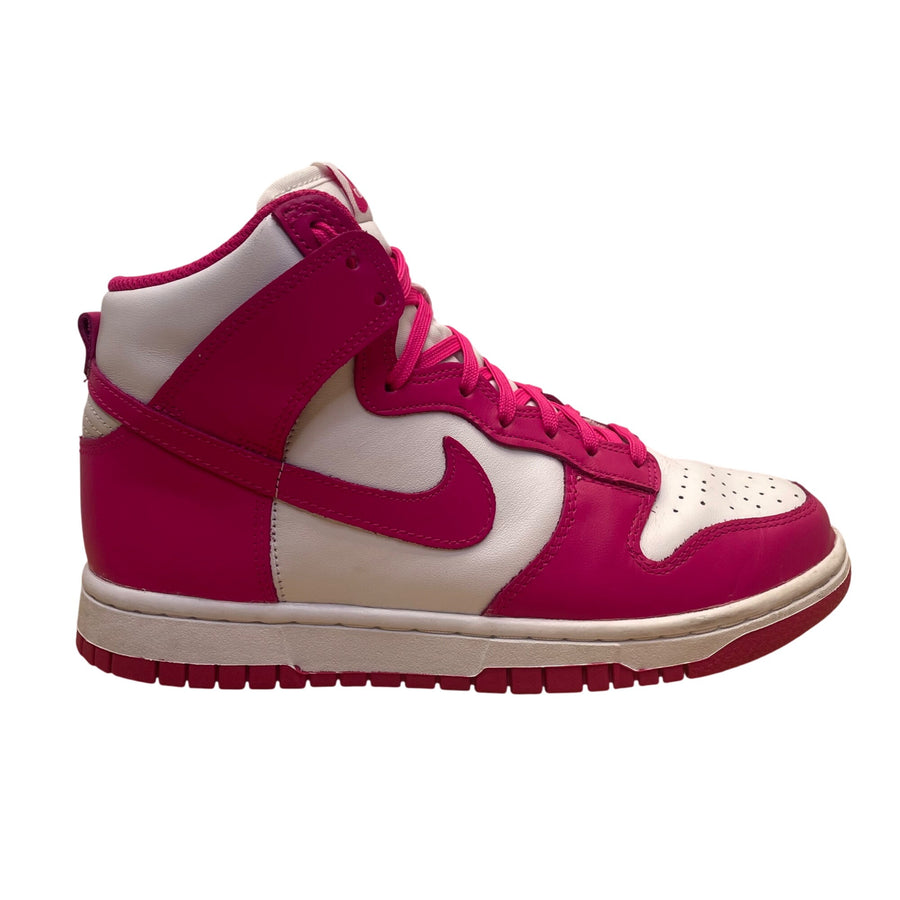 Nike Women’s Pink Prime White Leather Dunk High Top Sneakers Size 7.5