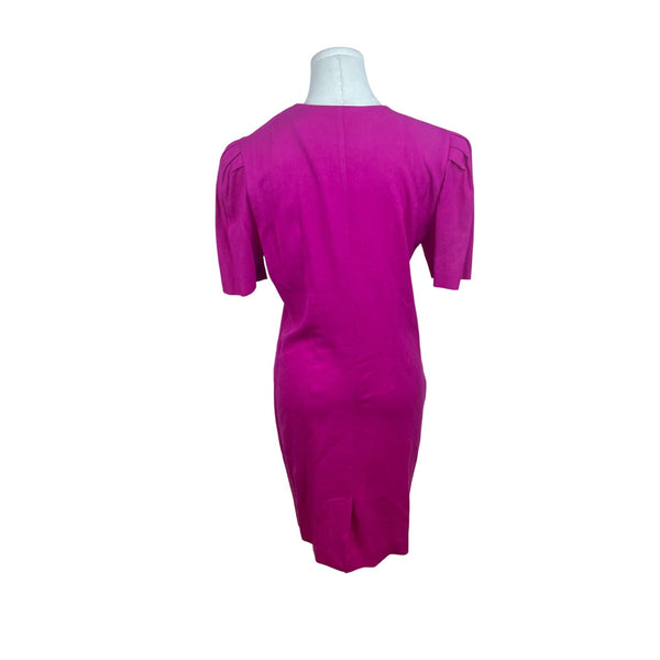 Vintage Positive Attitude Womens Magenta Short Sleeve Dress Sz 3/4
