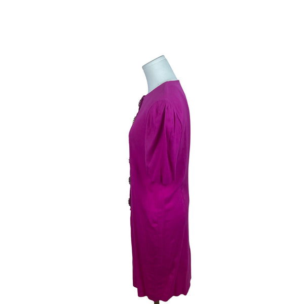 Vintage Positive Attitude Womens Magenta Short Sleeve Dress Sz 3/4