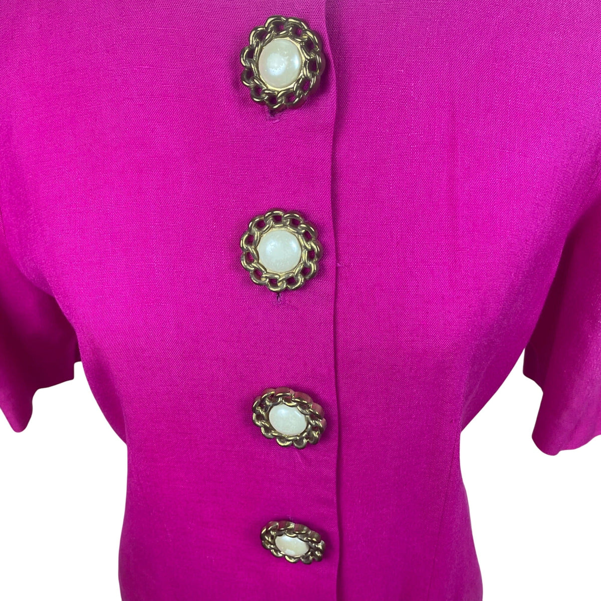 Vintage Positive Attitude Womens Magenta Short Sleeve Dress Sz 3/4