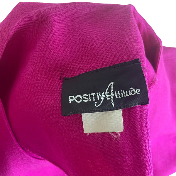 Vintage Positive Attitude Womens Magenta Short Sleeve Dress Sz 3/4