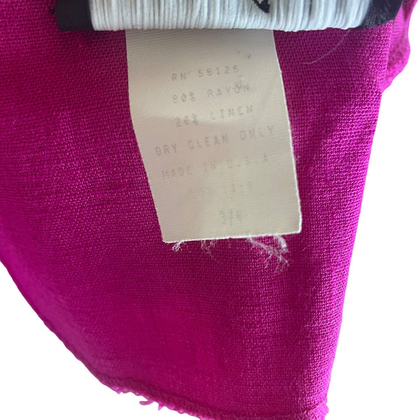 Vintage Positive Attitude Womens Magenta Short Sleeve Dress Sz 3/4