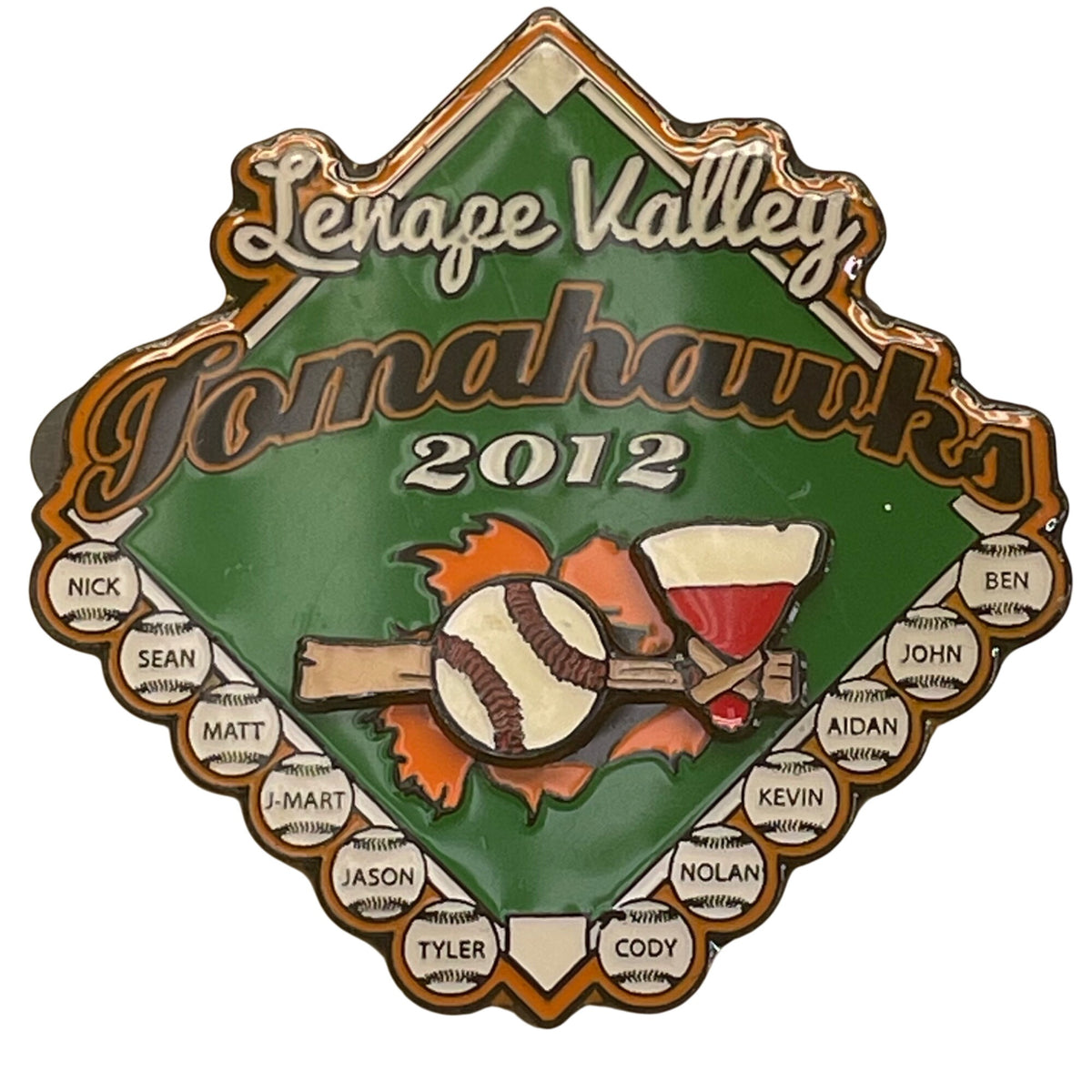 Lenape Valley Tomahawks 2012 Baseball Trading Pin W/ Dual Rubber Clutches