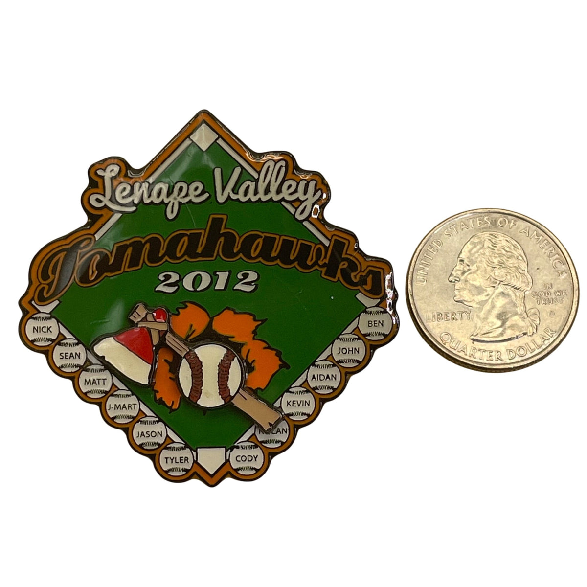 Lenape Valley Tomahawks 2012 Baseball Trading Pin W/ Dual Rubber Clutches