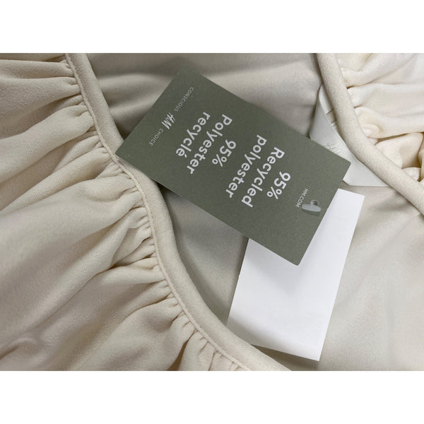 H&M Womens Cream Polyester One-Shoulder Ruffle Crop Top Size XL Sustainable Fabric NWT