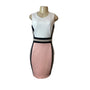 Calvin Klein White and Pink Colorblock Sleeveless Sheath Bodycon Dress Sz 10