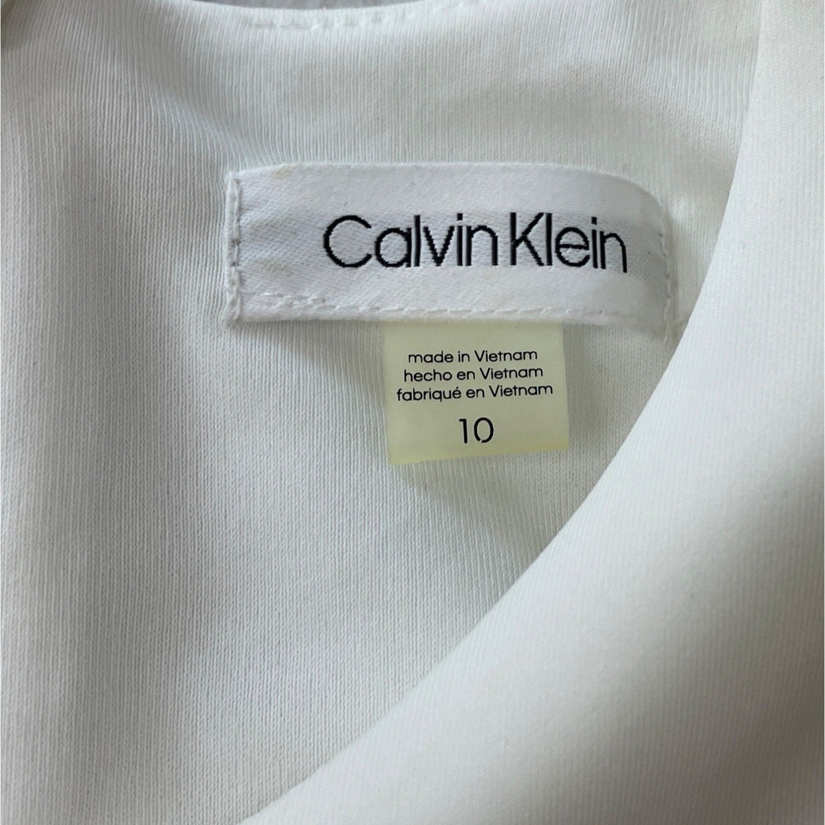 Calvin Klein White and Pink Colorblock Sleeveless Sheath Bodycon Dress Sz 10