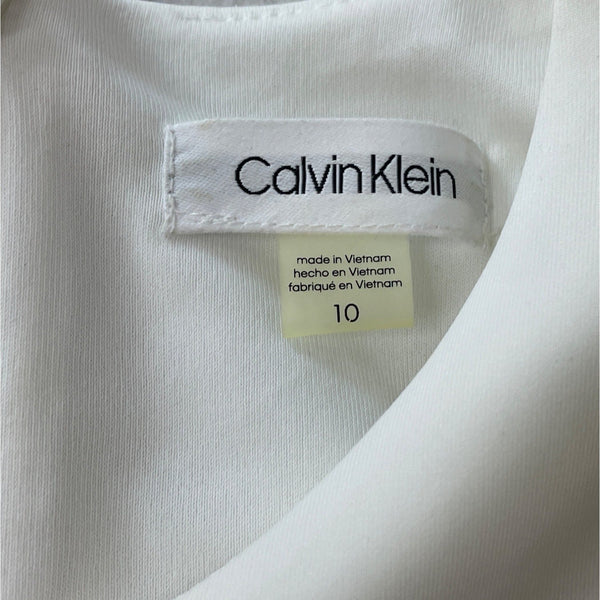 Calvin Klein White and Pink Colorblock Sleeveless Sheath Bodycon Dress Sz 10