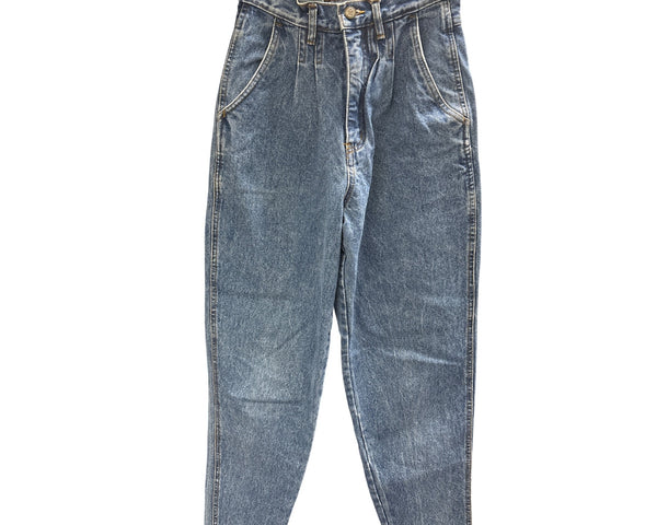 Bill Blass Womens Blue Denim Jeans Size 6 High Waisted Tapered Leg Vintage Look