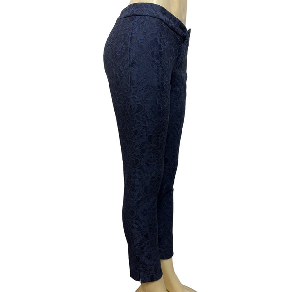 Banana Republic Women's Dark Blue Flower Print Pants With Outer Pockets Sz 2