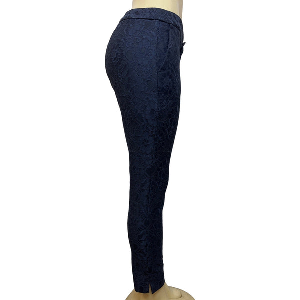 Banana Republic Women's Dark Blue Flower Print Pants With Outer Pockets Sz 2