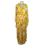 Meghan Los Angeles Women Yellow Floral Maxi Dress With Bell Sleeves Sz L - New