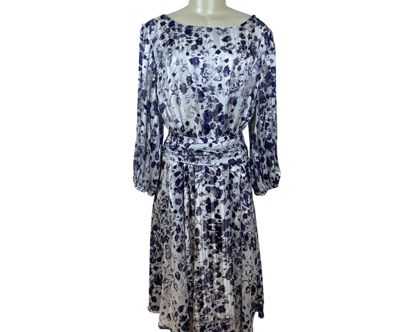 Lane Bryant Floral Pleated Midi Dress Women’s Purple & White Sz 18 - New