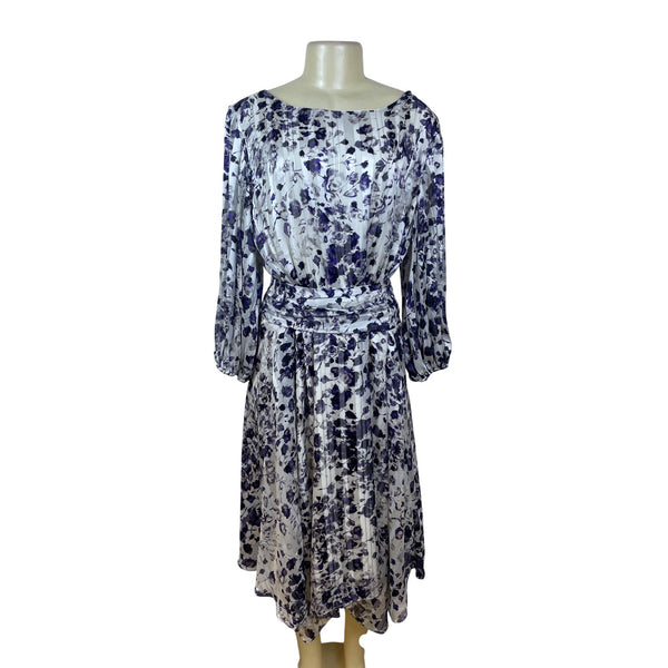Lane Bryant Floral Pleated Midi Dress Women’s Purple & White Sz 18 - New