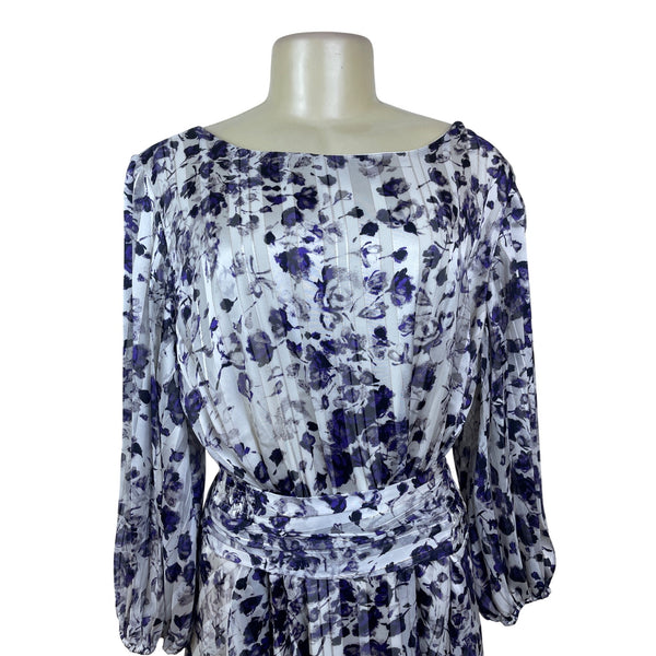 Lane Bryant Floral Pleated Midi Dress Women’s Purple & White Sz 18 - New