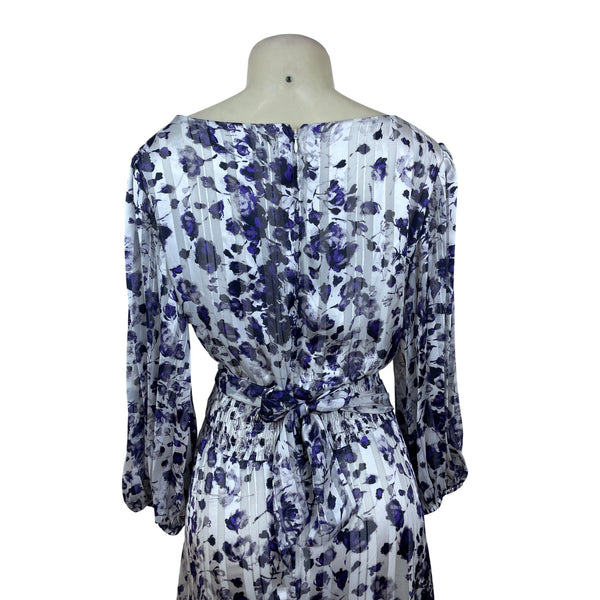 Lane Bryant Floral Pleated Midi Dress Women’s Purple & White Sz 18 - New