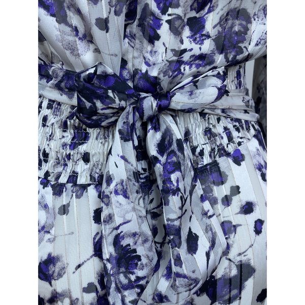 Lane Bryant Floral Pleated Midi Dress Women’s Purple & White Sz 18 - New