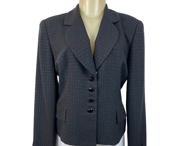 Christian Dior Women's Black 4 Button Up Closure With Removable Collar Blazer 10