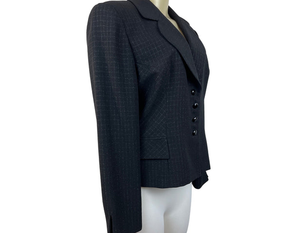 Christian Dior Women's Black 4 Button Up Closure With Removable Collar Blazer 10