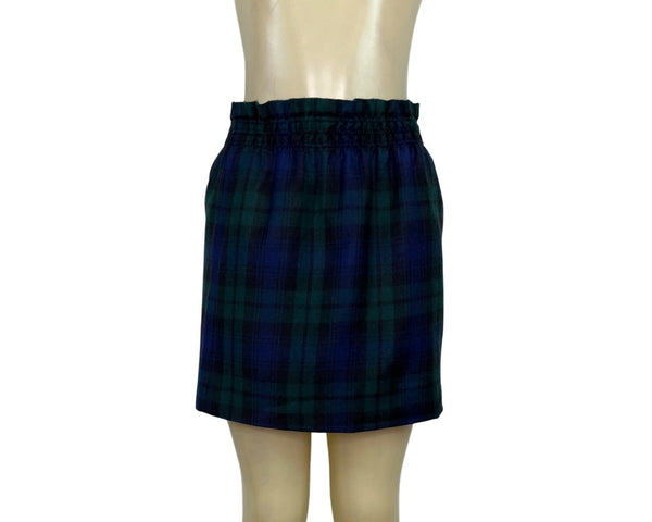 J.Crew Women's Blue & Green A-Line Plaid Mini Skirt Sz 6
