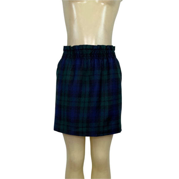 J.Crew Women's Blue & Green A-Line Plaid Mini Skirt Sz 6