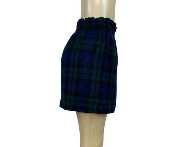 J.Crew Women's Blue & Green A-Line Plaid Mini Skirt Sz 6