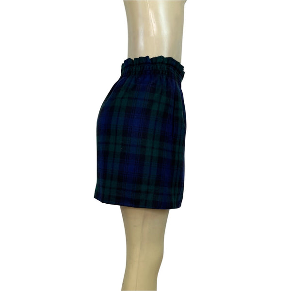 J.Crew Women's Blue & Green A-Line Plaid Mini Skirt Sz 6