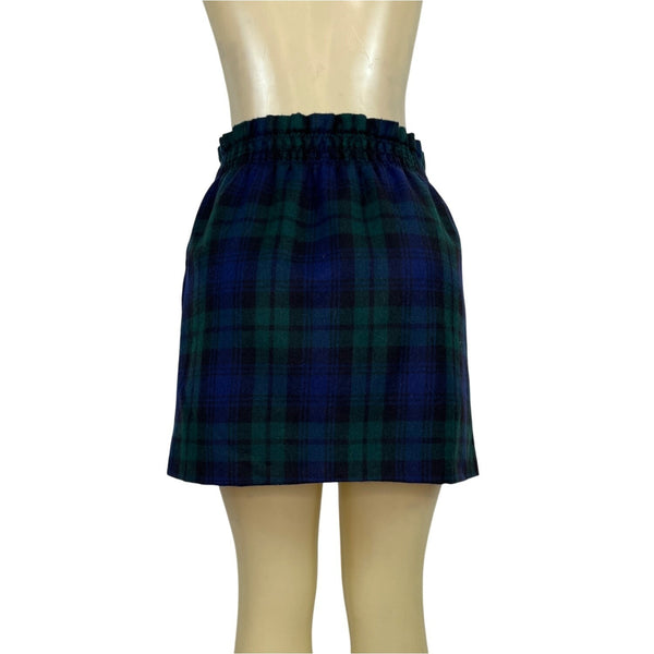 J.Crew Women's Blue & Green A-Line Plaid Mini Skirt Sz 6