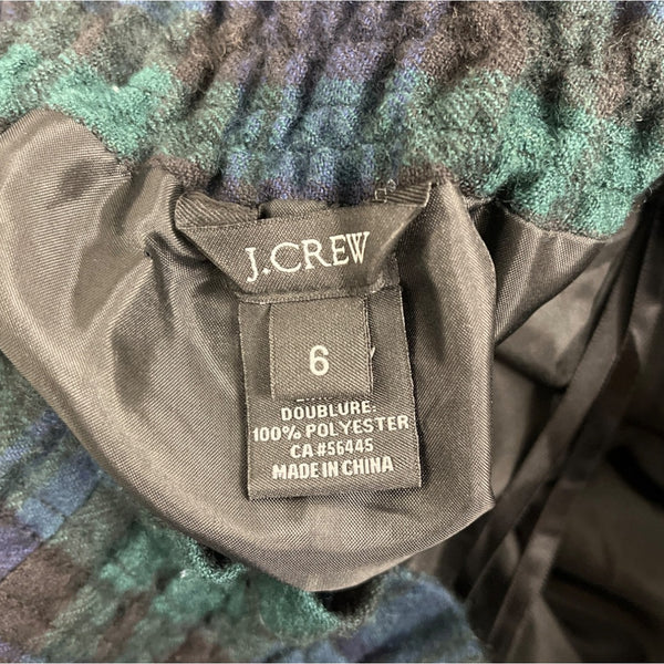 J.Crew Women's Blue & Green A-Line Plaid Mini Skirt Sz 6