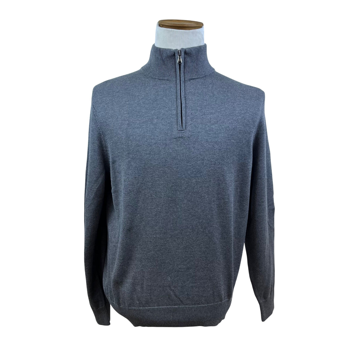 Lands End Grey Men's Half Zip Sweater Warm Lightweight Quarter Zip Size M