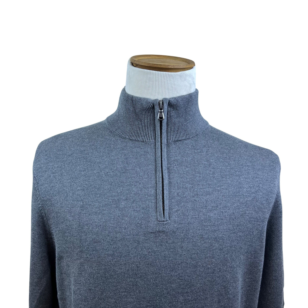 Lands End Grey Men's Half Zip Sweater Warm Lightweight Quarter Zip Size M