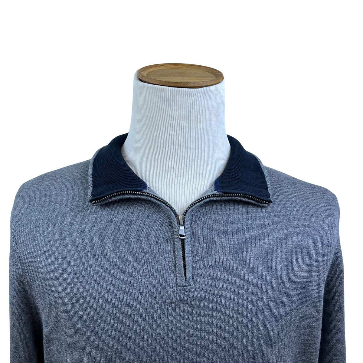 Lands End Grey Men's Half Zip Sweater Warm Lightweight Quarter Zip Size M