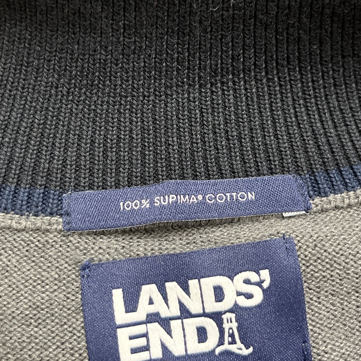 Lands End Grey Men's Half Zip Sweater Warm Lightweight Quarter Zip Size M