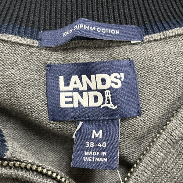 Lands End Grey Men's Half Zip Sweater Warm Lightweight Quarter Zip Size M
