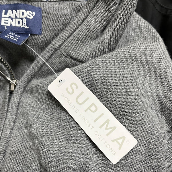 Lands End Grey Men's Half Zip Sweater Warm Lightweight Quarter Zip Size M