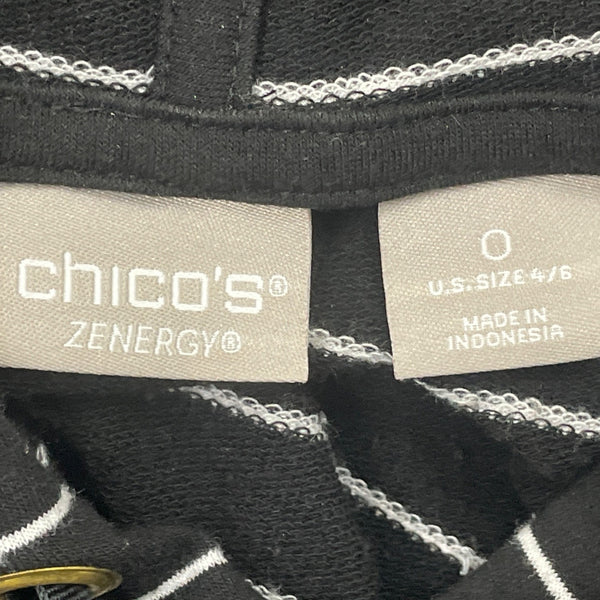 Chicos Zenergy Women’s Stripe Hoodie Black/White Pullover Sz 0 US (4/6)